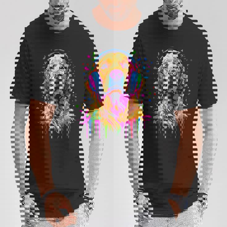 ゴールデンレトリバー 恋人 ポップアートカラー ファニー ゴールデンレトリバー Tシャツ 面白い贈り物