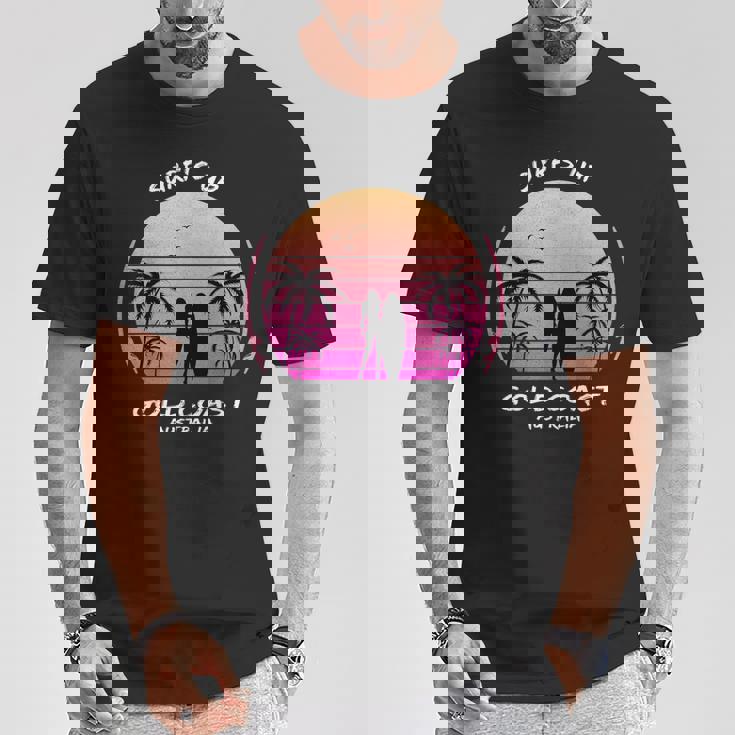 ゴールドコースト クイーンズランド州 オーストラリア サーフィン ギフト ヤシの木 スポーツ お土産 Tシャツ 面白い贈り物