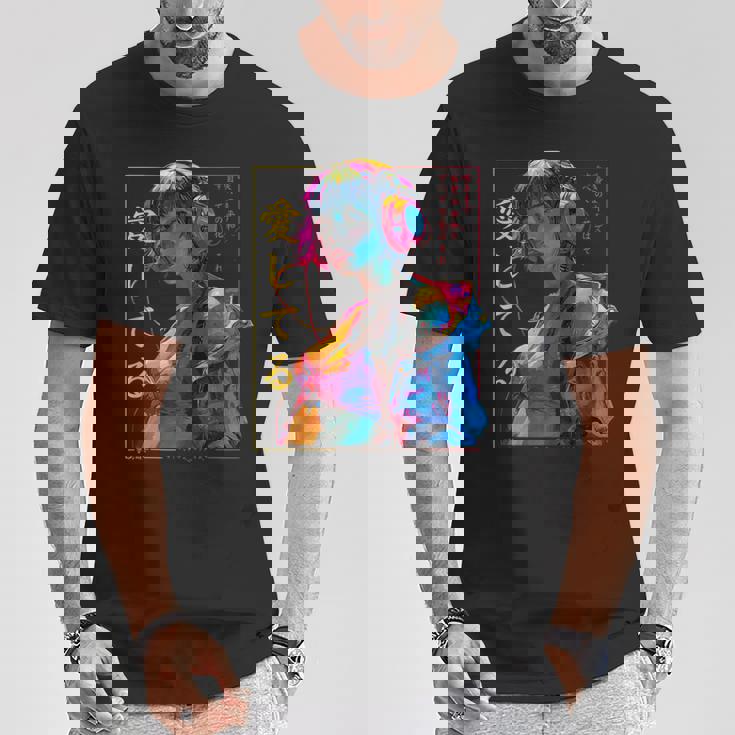 サイバーパンク・アニメ・ガール Tシャツ 面白い贈り物