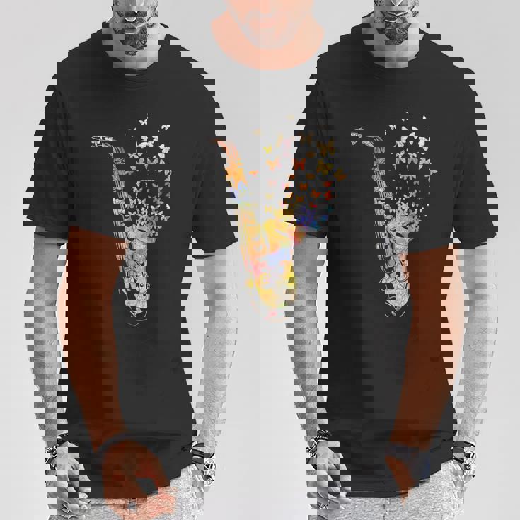 サクソフォニスト コロラド 蝶 音符 ジャズサックス Tシャツ 面白い贈り物