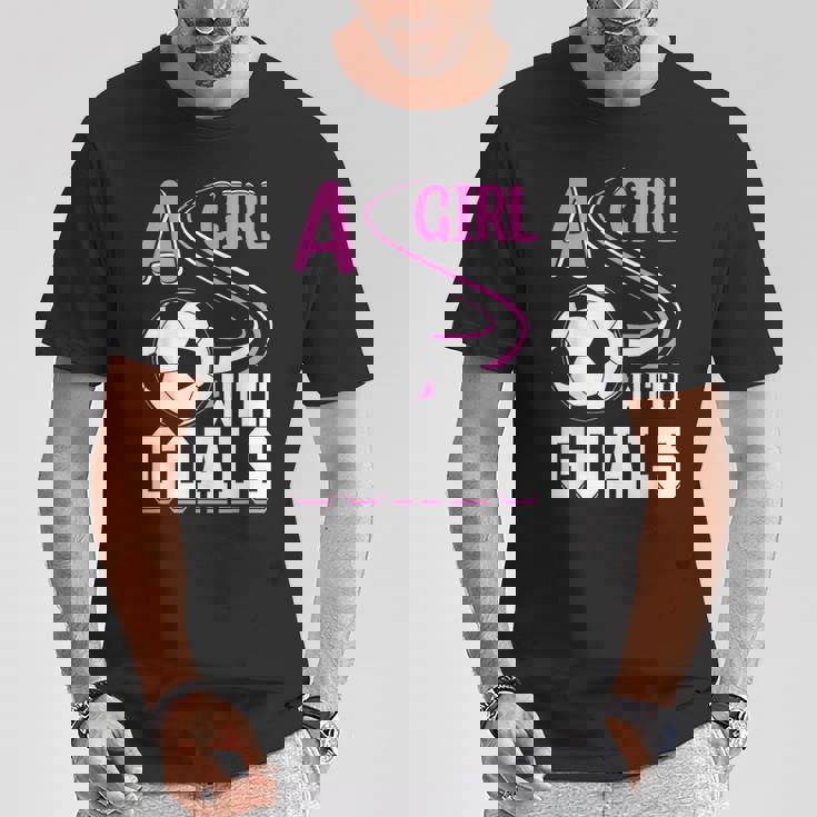 サッカーでゴールを決めた少女 Tシャツ 面白い贈り物