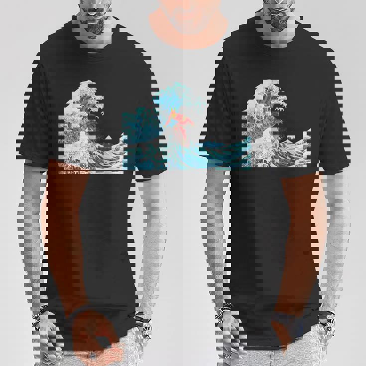 サムライサーフィン神奈川大波-クールサーファー Tシャツ 面白い贈り物