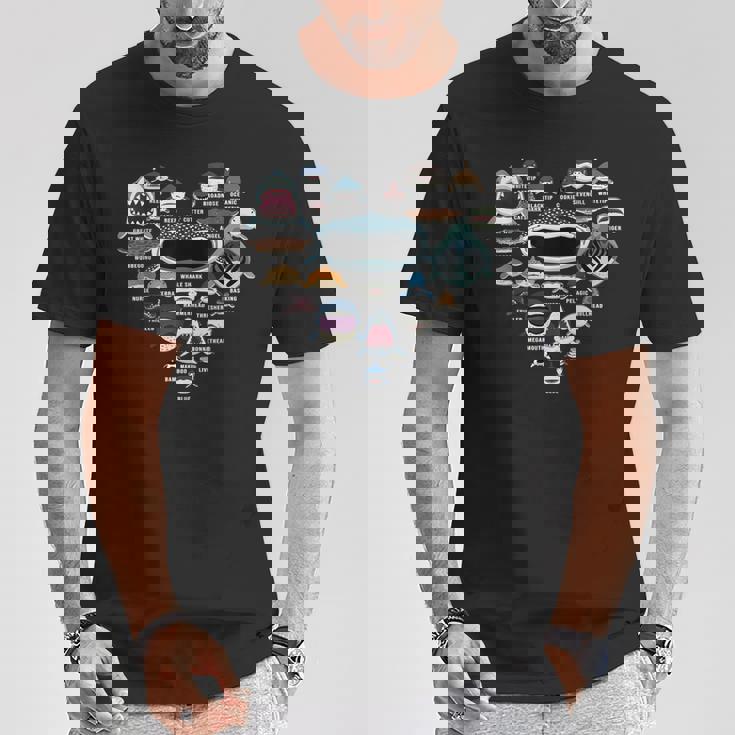 サメの識別の種類 サメの顔 シャークハート Tシャツ 面白い贈り物