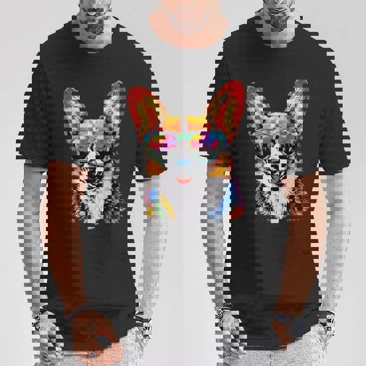 サングラスとコーギー ウェルシュ・コーギー犬 甘いウェルシュ・コーギー Tシャツ 面白い贈り物