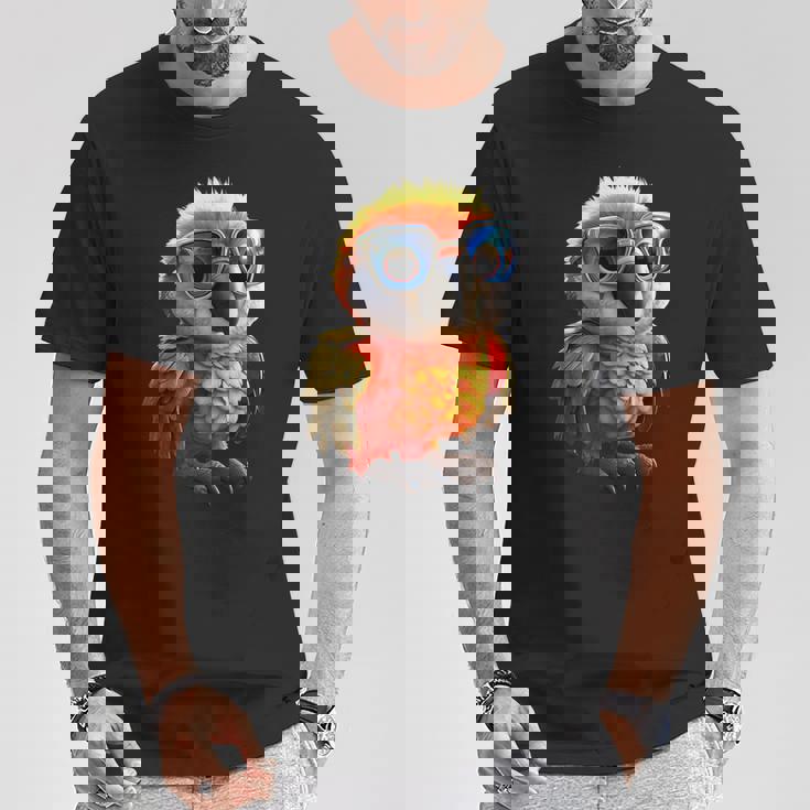 サングラスをかけたインコ コンゴウインコ オカメインコ かわいいインコ Tシャツ 面白い贈り物