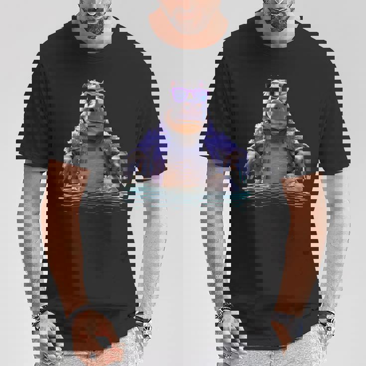 サングラスをかけたカバ カバ かわいいカバ Tシャツ 面白い贈り物