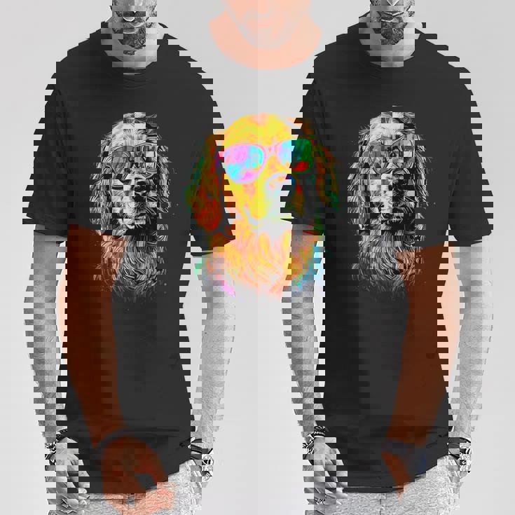 サングラスをかけたゴールデン・レトリーバー 犬が大好き Tシャツ 面白い贈り物