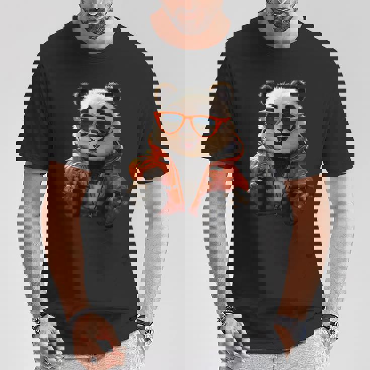 サングラスをかけたパンダベア動物の友人愛かわいいパンダベア Tシャツ 面白い贈り物