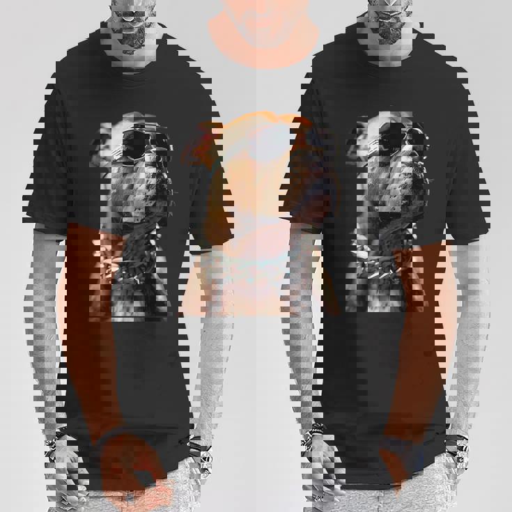 サングラスをかけたピットブル アメリカン・ピット・ブル・テリア Tシャツ 面白い贈り物