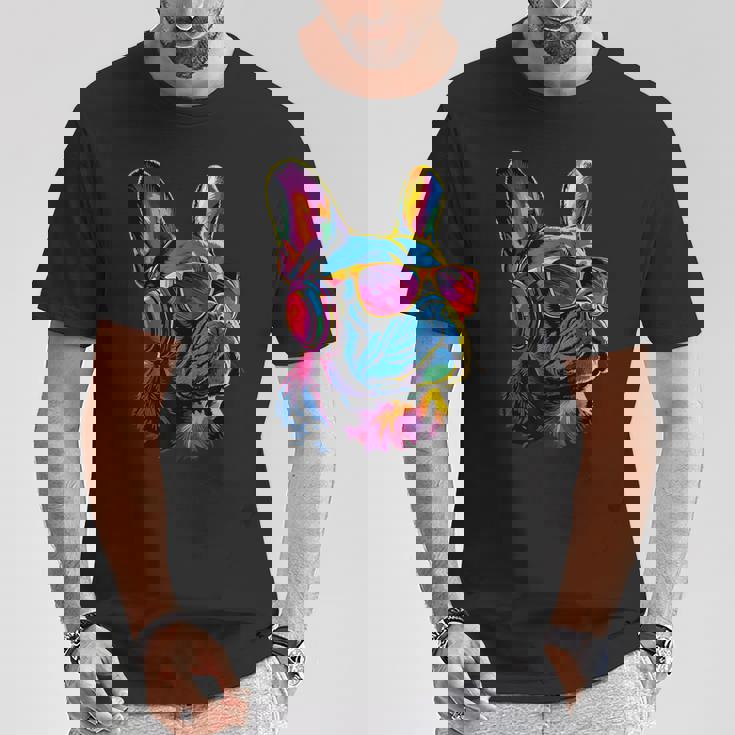 サングラスをかけたフレンチ・ブルドッグ ブルドッグ・マスティフ Tシャツ 面白い贈り物