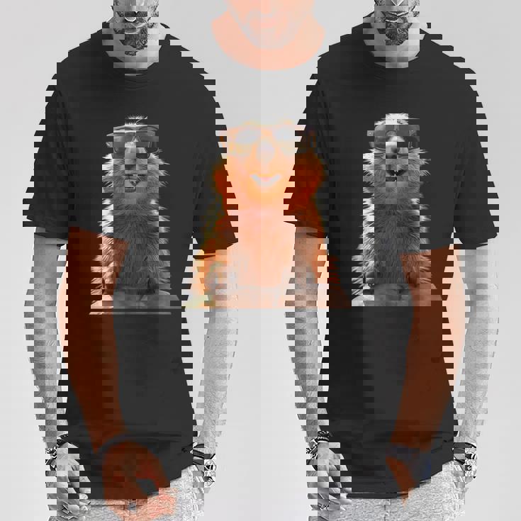 サングラスをかけたマーモット 齧歯類 地リス マーモット Tシャツ 面白い贈り物