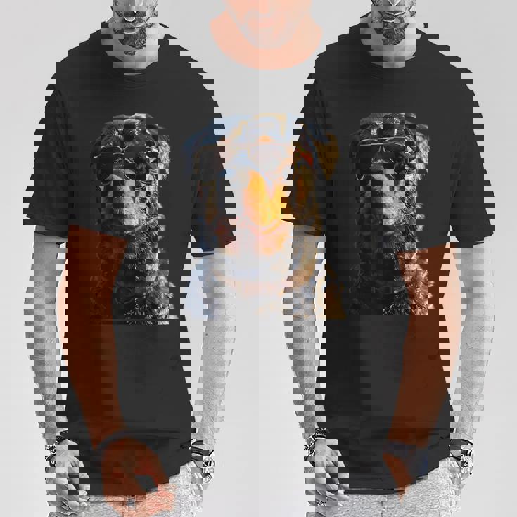 サングラスをかけたロットワイラー 愛犬自慢のロットワイラー Tシャツ 面白い贈り物