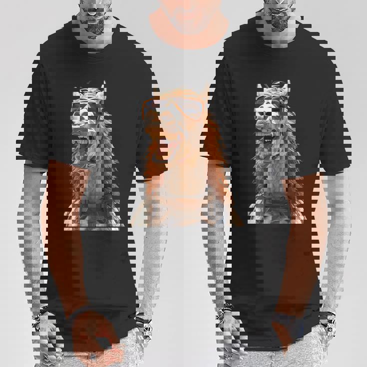 サングラスをかけた馬 馬の女の子 ライダー 甘い馬 Tシャツ 面白い贈り物