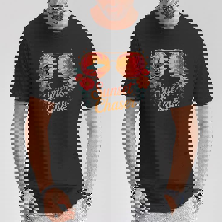 サンセット チェイサー サーフィン トロピカル バイブ Tシャツ 面白い贈り物