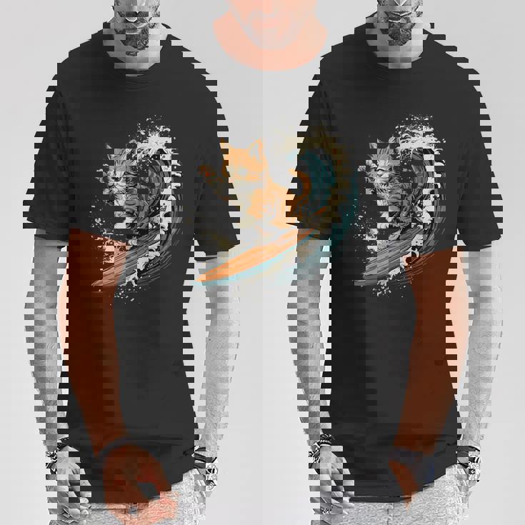 サーファー猫 サーフィン Tシャツ 面白い贈り物