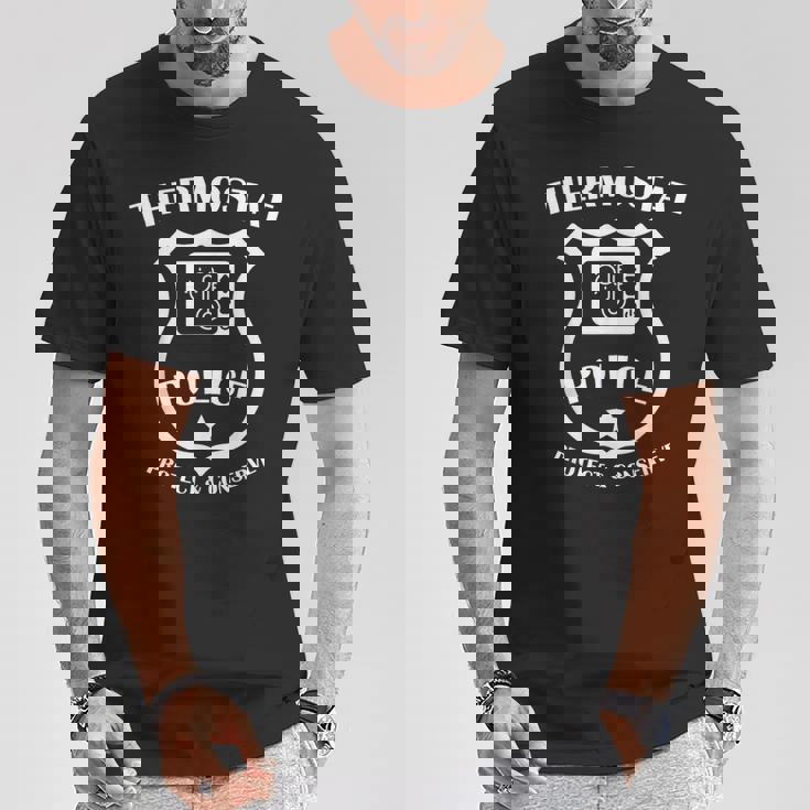 サーモスタット ポリス Protect & Conserve 父の日 Dad メンズ Tシャツ 面白い贈り物