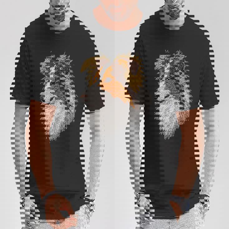 シェットランド・シープドッグ かわいい子犬の顔 犬好き ペット飼い主 Tシャツ 面白い贈り物