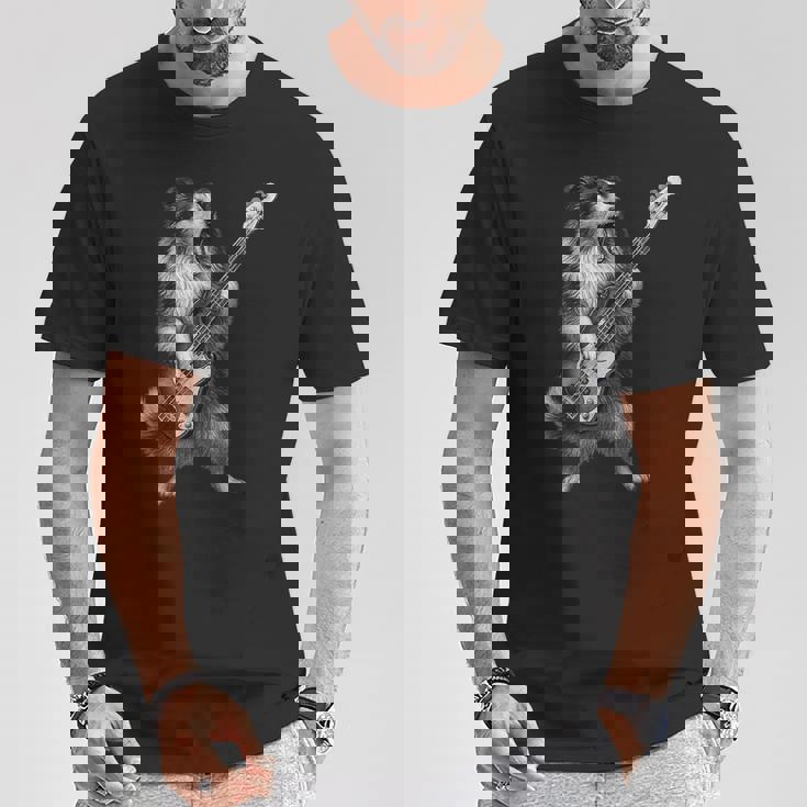 シェットランド・シープドッグ ベース・ギター ロックミュージック 犬好き Tシャツ 面白い贈り物