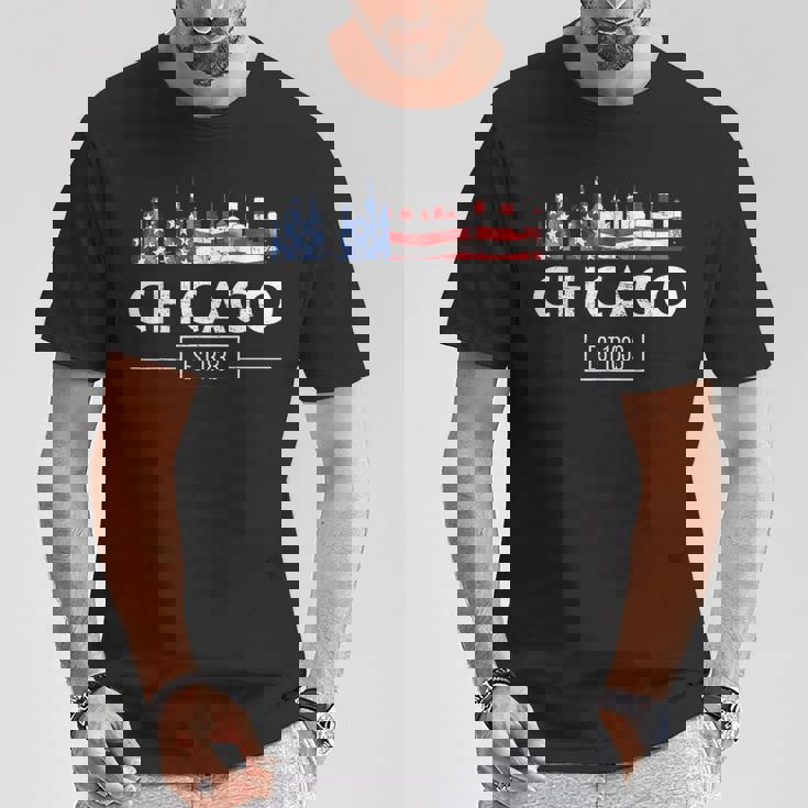 シカゴ 7月4日 アメリカ国旗 愛国的お土産 Tシャツ 面白い贈り物