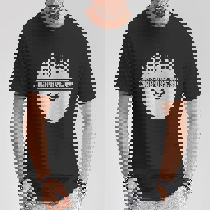 シカゴハウスミュージックシカゴスカイライン Edm Dj シカゴハウス Tシャツ 面白い贈り物