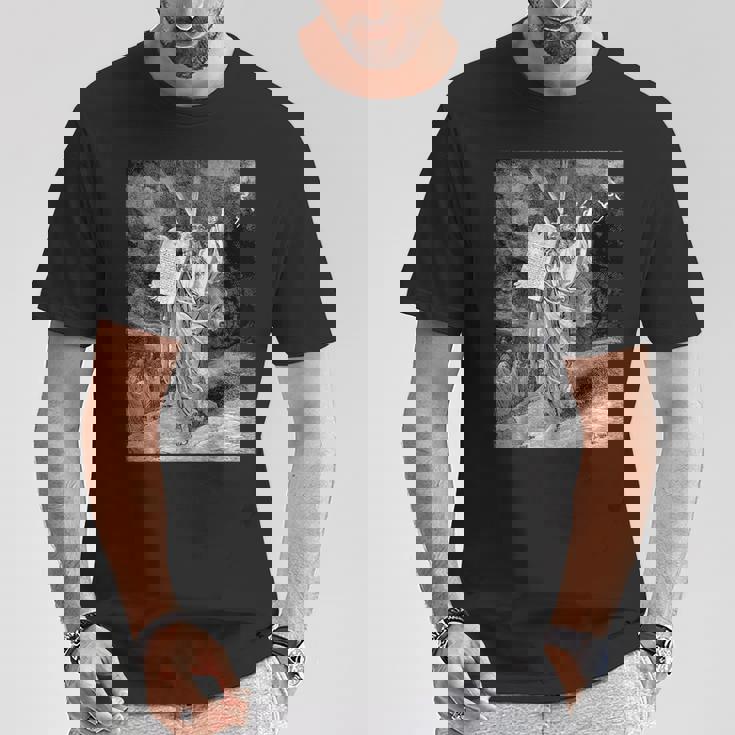 シナイ山から降りてくるモーゼ ギュスターヴ・ドーレ 聖書芸術 Tシャツ 面白い贈り物