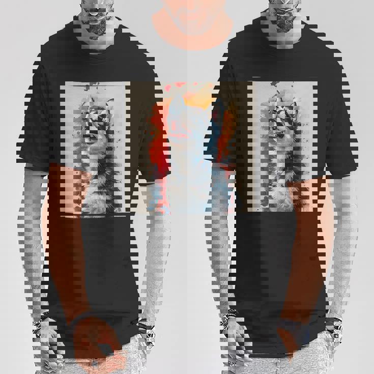 シベリアンハスキー子犬の笑いグラフィック。 Tシャツ 面白い贈り物