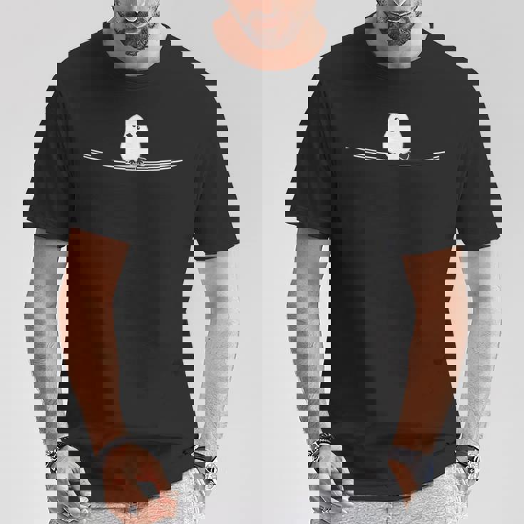 シマエナガ『電線』白い鳥【どうぶつフレンズ】動物 ゆるくて かわいい イラスト Tシャツ 面白い贈り物