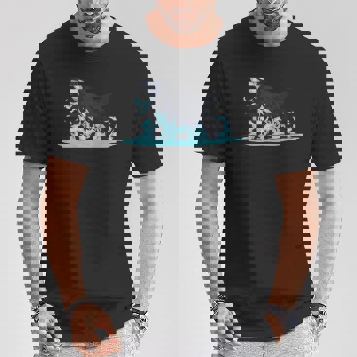 シャチギフトジャンピングオルカシャチ 長袖tシャツ Tシャツ 面白い贈り物