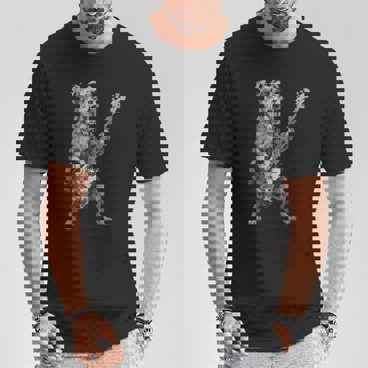 シュナウザー 演奏 ベース ギター ロックミュージック 犬好き Tシャツ 面白い贈り物