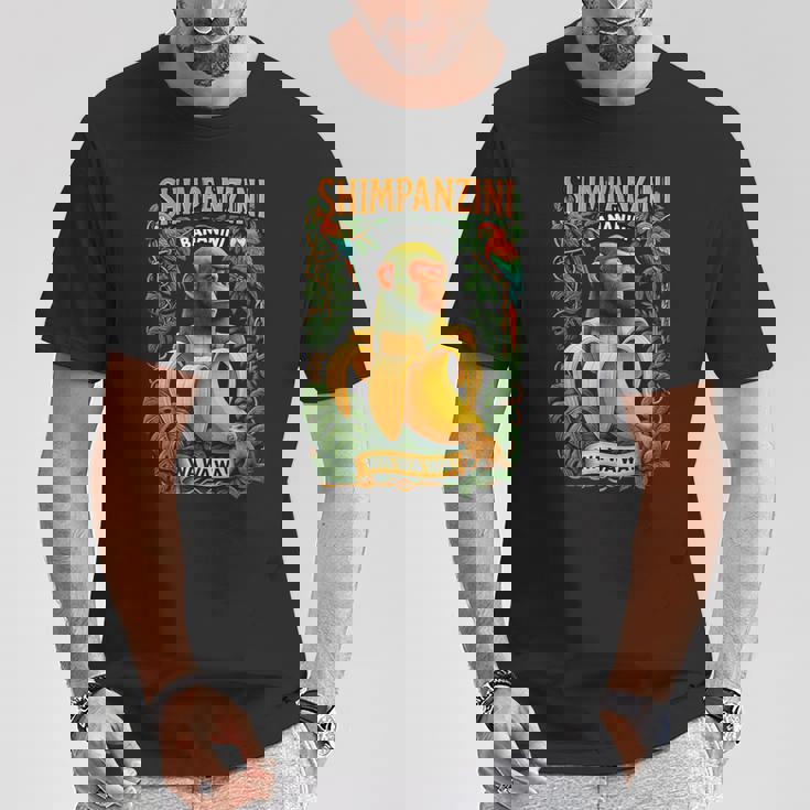 シンパンジーニ バナニーニ イタリアンブレイン チンパンジーとバナナ Tシャツ 面白い贈り物