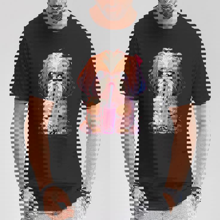 シーズー ボバティー バブルティー アニメ カワイイ 犬 Tシャツ 面白い贈り物