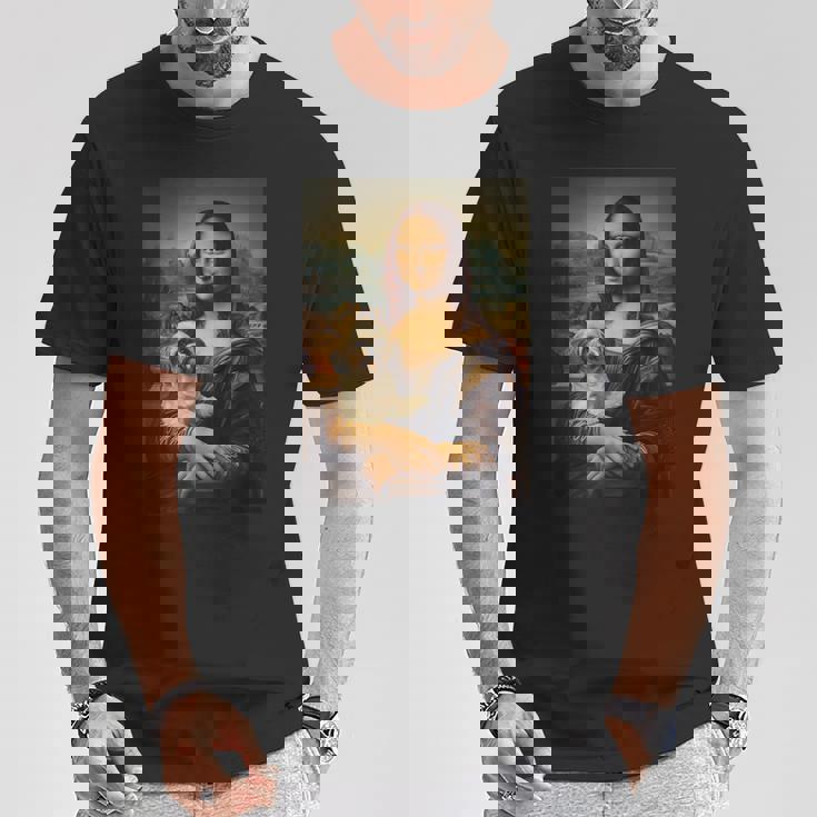 シーズー モナリザ 絵画 アート 犬 ママ お父さん Tシャツ 面白い贈り物