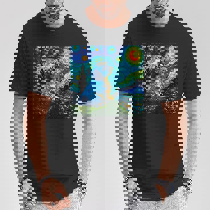 シーズー 面白いtシャツ 犬 ゴッホ 星月夜 かわいい メンズ 子供 おもしろ 服 グッズ ネタ Tシャツ 面白い贈り物