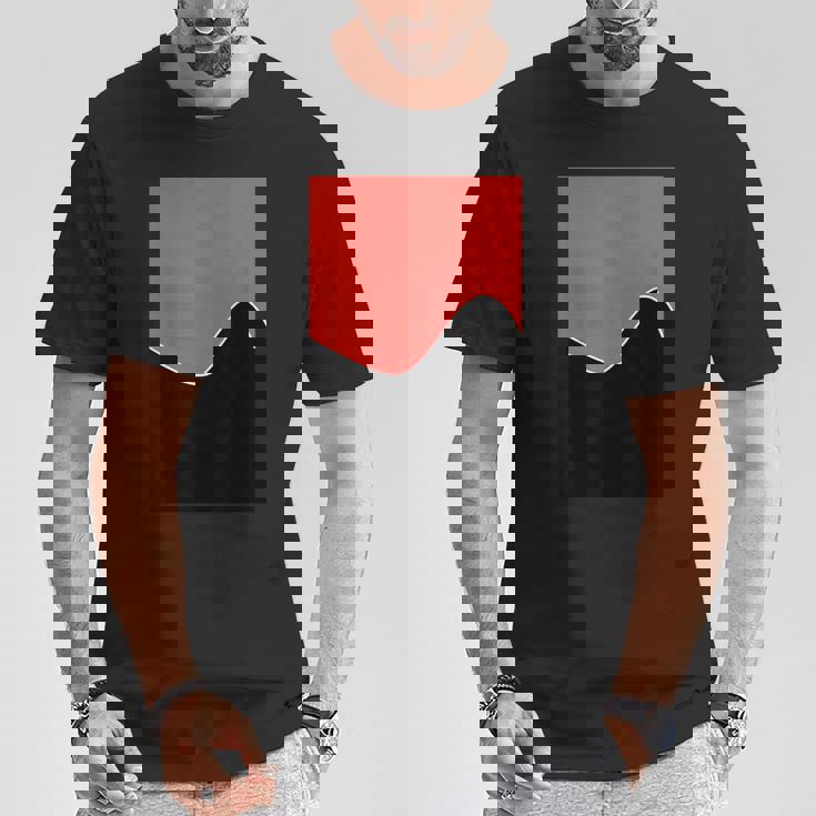 ジオメトリック ツートーン ウェーブ パターン カーミン ピンクとブラック Tシャツ 面白い贈り物