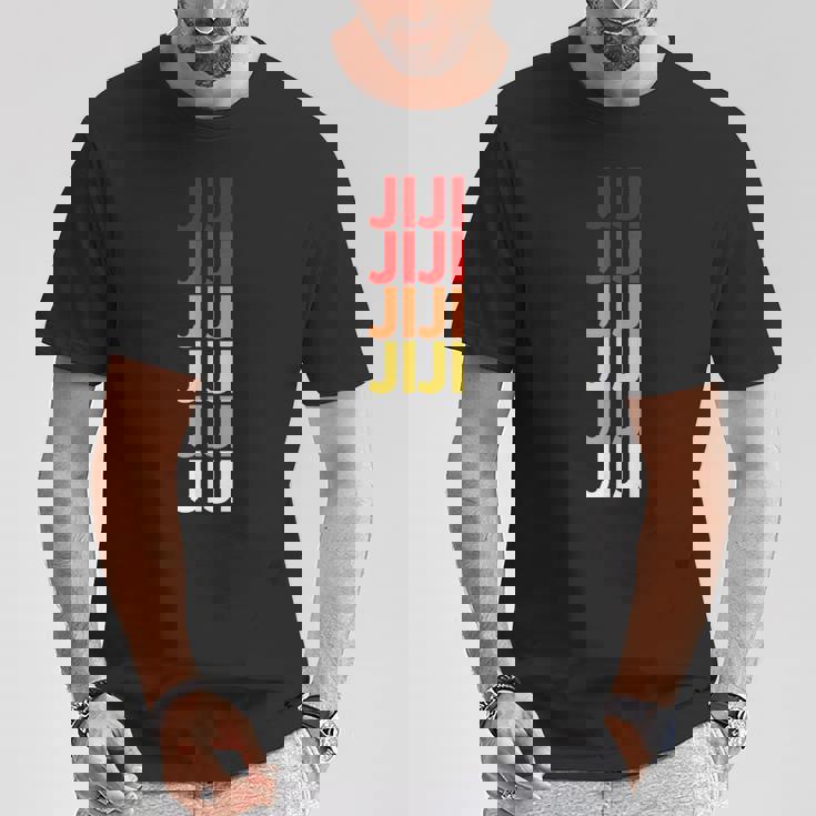 ジジのおじいちゃんが日本語でジジにちなんだカラフルな名前 Tシャツ 面白い贈り物