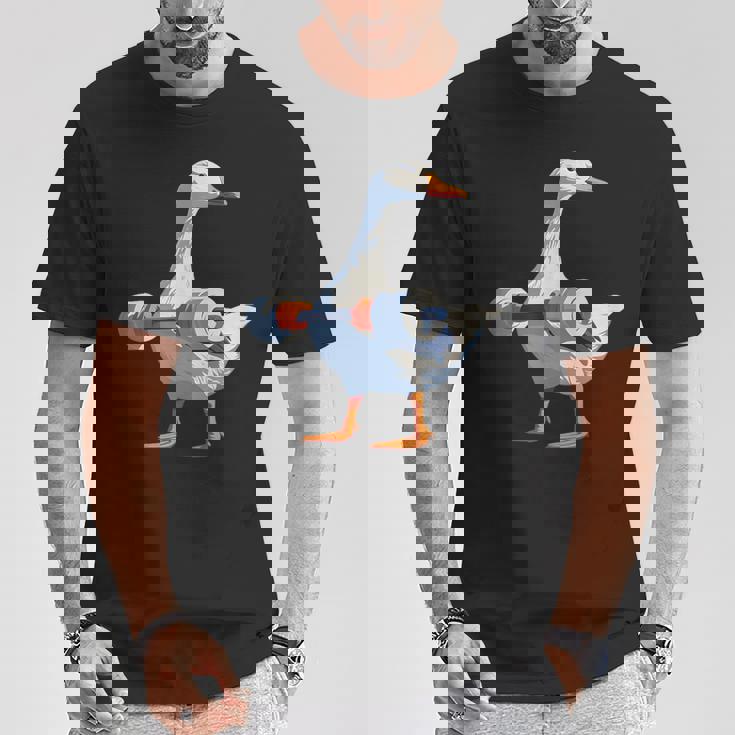 ジムダックグースウェイトリフティング ストロングコアワークアウト Tシャツ 面白い贈り物