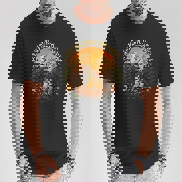 ジャッキーとシャドウ ハクトウワシビンテージ野生動物 自然 Tシャツ 面白い贈り物