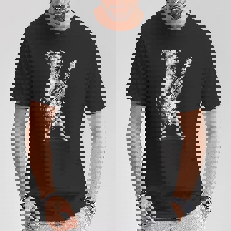 ジャック・ラッセル・テリア ギターを弾く ロックミュージック 犬好き Tシャツ 面白い贈り物