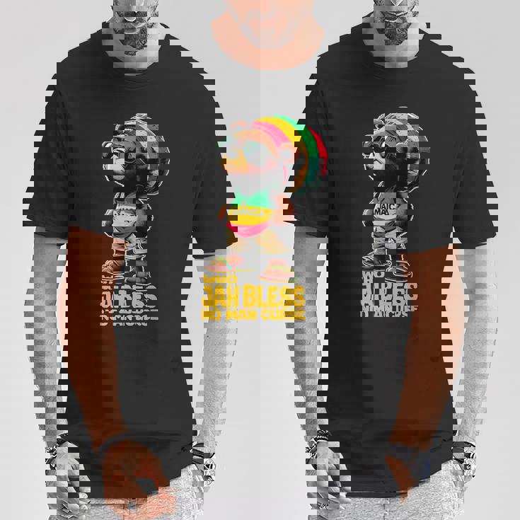 ジャマイカ かわいいラスタ テディベア ジャー ブレス レゲエ ルーツ Tシャツ 面白い贈り物