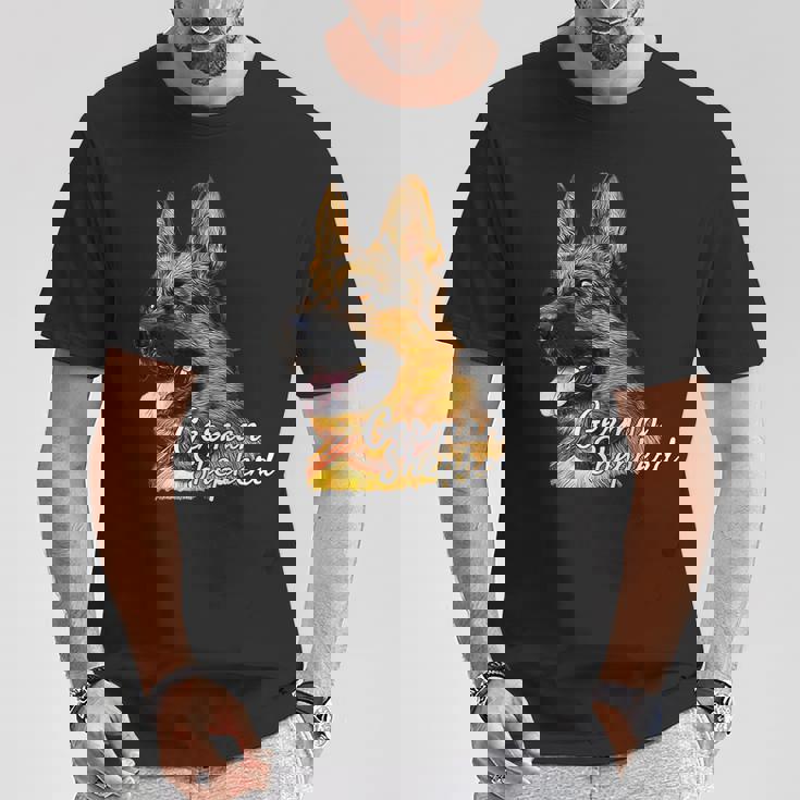 ジャーマンシェパード犬 愛国的なジャーマンシェパード警察犬 Tシャツ 面白い贈り物