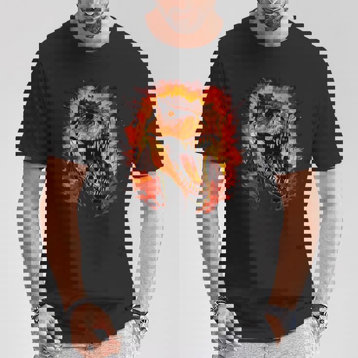 ジュラシックワールド ティラノサウルスレックス 恐竜の肖像画 Tシャツ 面白い贈り物