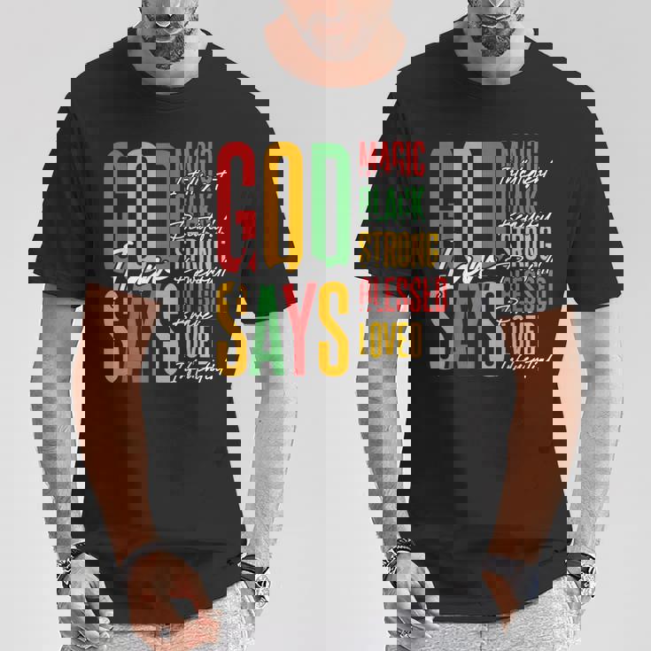 ジューンティーンス・ブラック・ガール・クリスチャン・ゴッドは私が強く祝福されていると言う Tシャツ 面白い贈り物