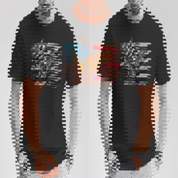 ジョージ・ワシントン ライディング A ダイナソー 面白い 4Th Of July デザイン Tシャツ 面白い贈り物