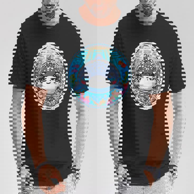 ジンベイザメ、ジンベエザメのアニメ、カワイイ・ジンベエザメ Tシャツ 面白い贈り物