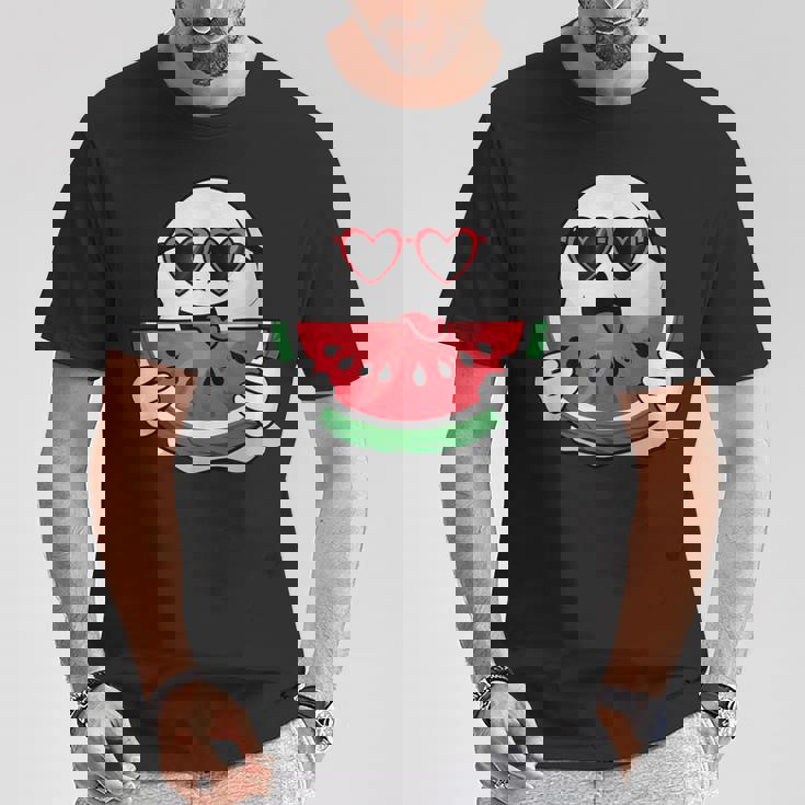 スイカを食べるかわいい幽霊 サマーウィーン ハロウィンコスチューム Tシャツ 面白い贈り物