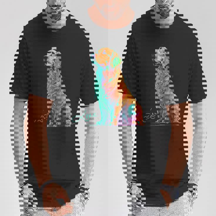 スウォッシュを持つゴールデンレトリバー、ゴールデンレトリバードッグ Tシャツ 面白い贈り物