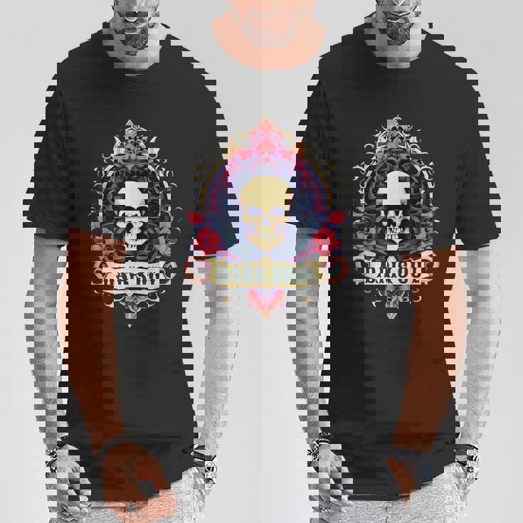 スカル ゴシック ダーク バナー ソウルフラワー エステティック スカル ゴス Tシャツ 面白い贈り物