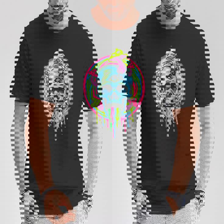 スカルマッシュルーム スケルトン グラフィック ゴス メンズ レディース Tシャツ 面白い贈り物