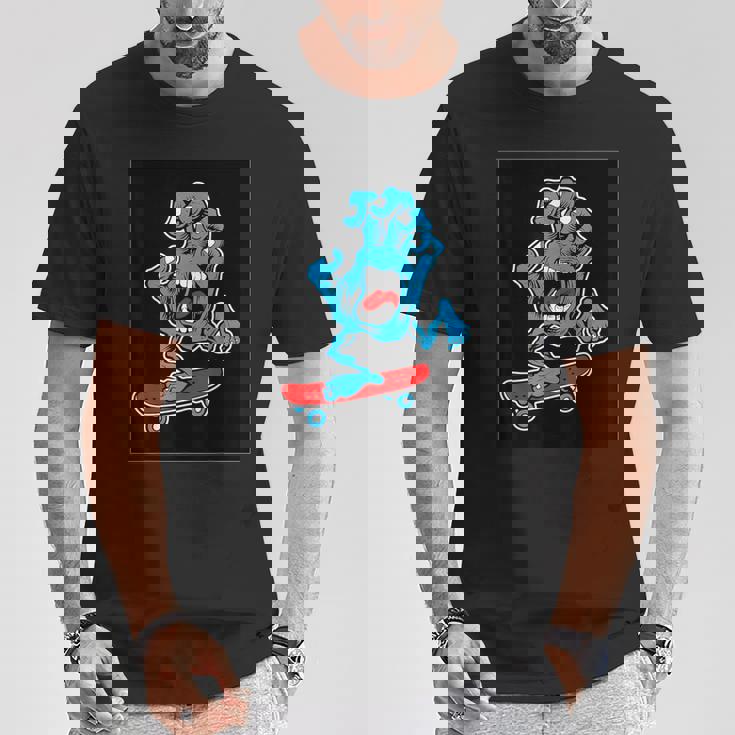 スクリーミング スケートボードハンド Tシャツ 面白い贈り物