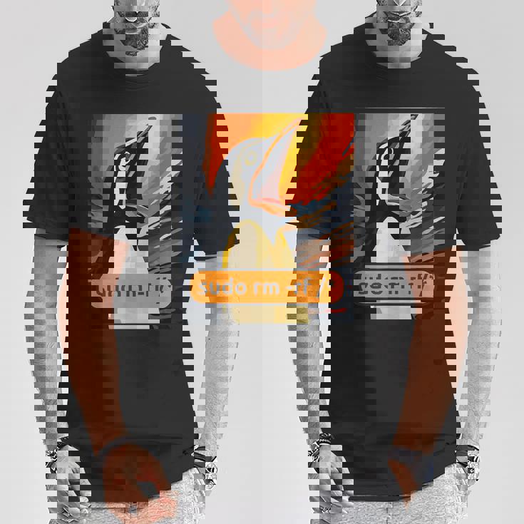 スクリーミング・タックス Linuxudo Rm-Rf Tシャツ 面白い贈り物